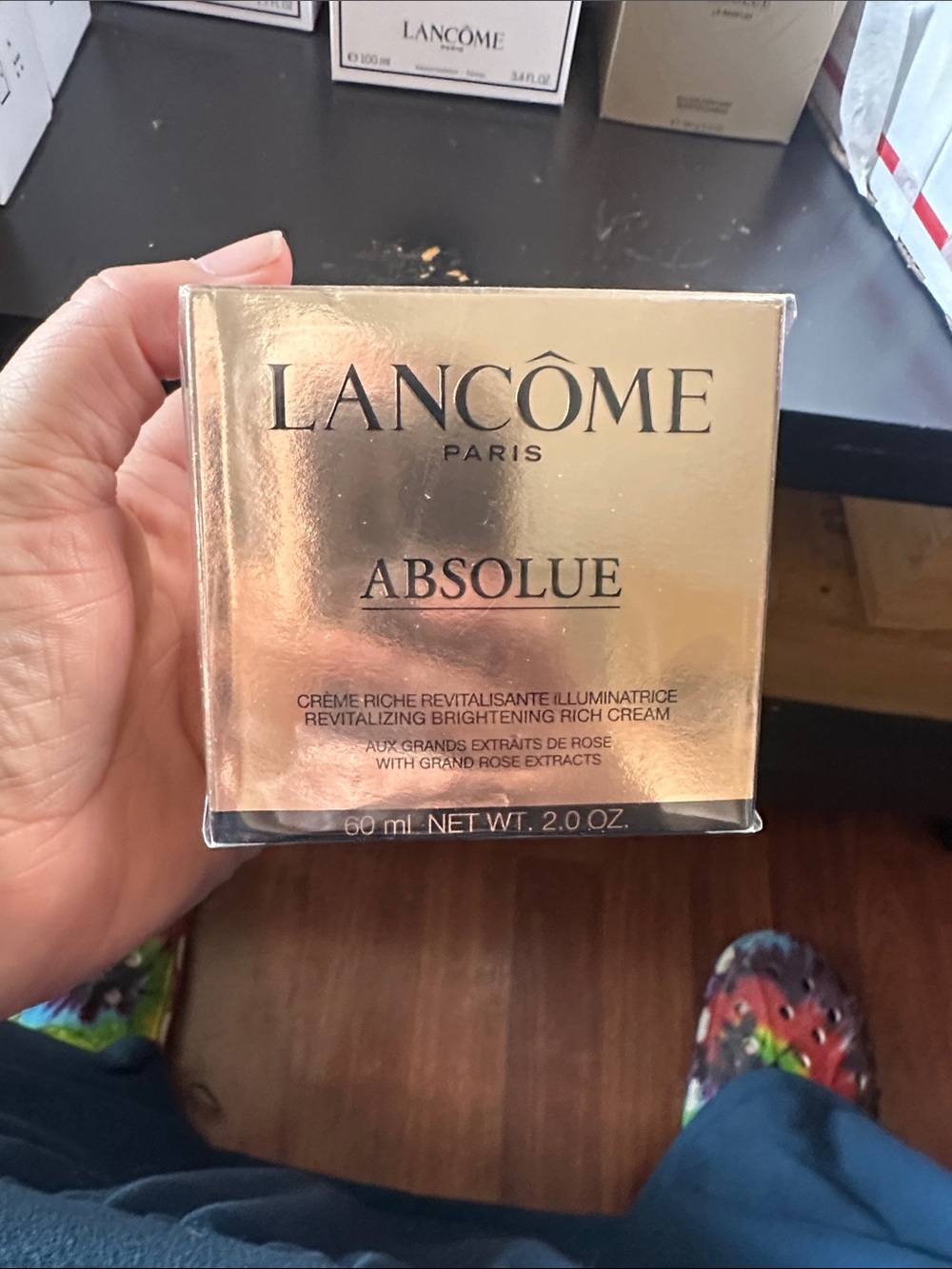 Lancôme Gold Metallic Skincare/Beauty Box with Embossed Rose Logo